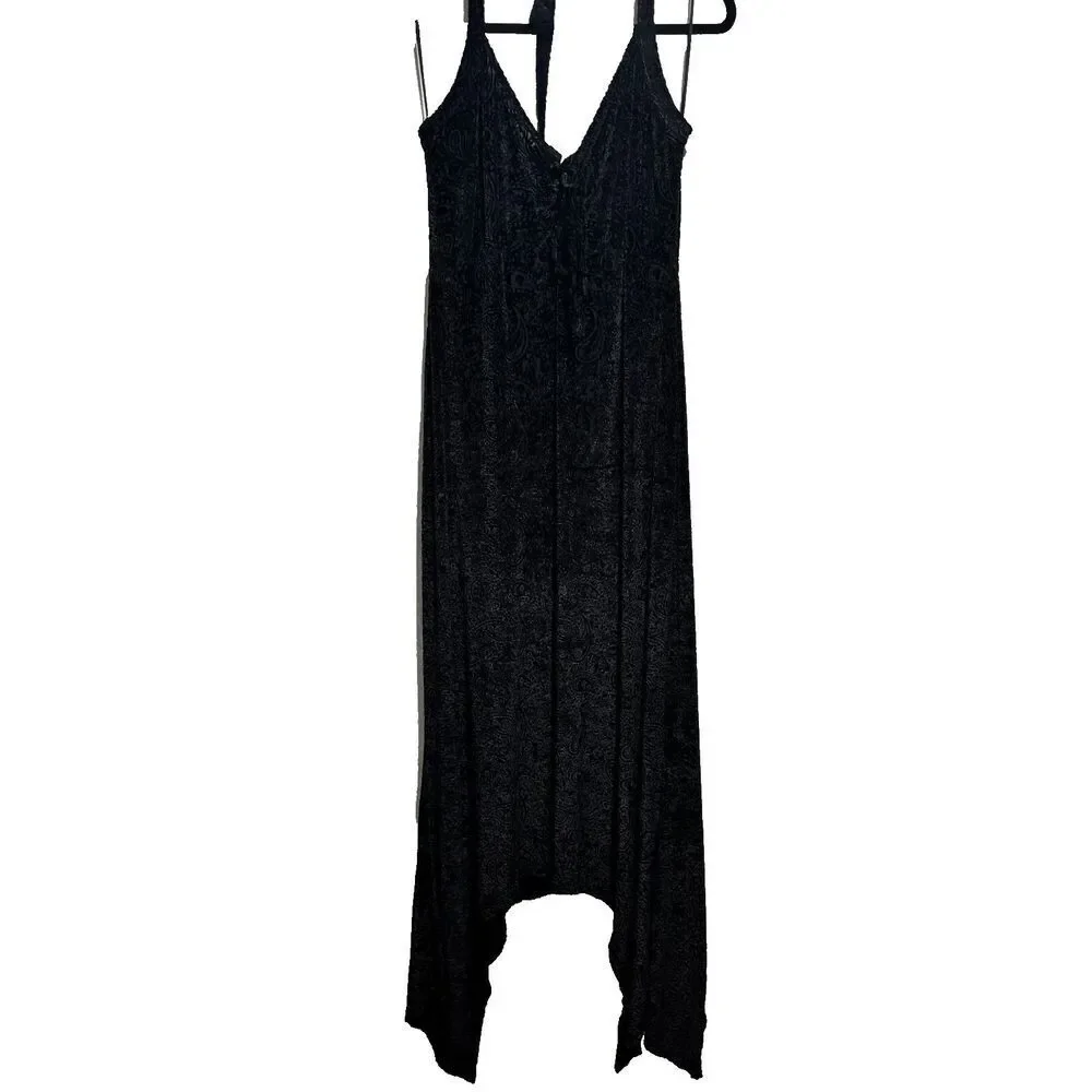 Killstar Womens Gothic Velvet Halter Black Stretch Witchy Starry Eyed Maxi Dress - Picture 4 of 13